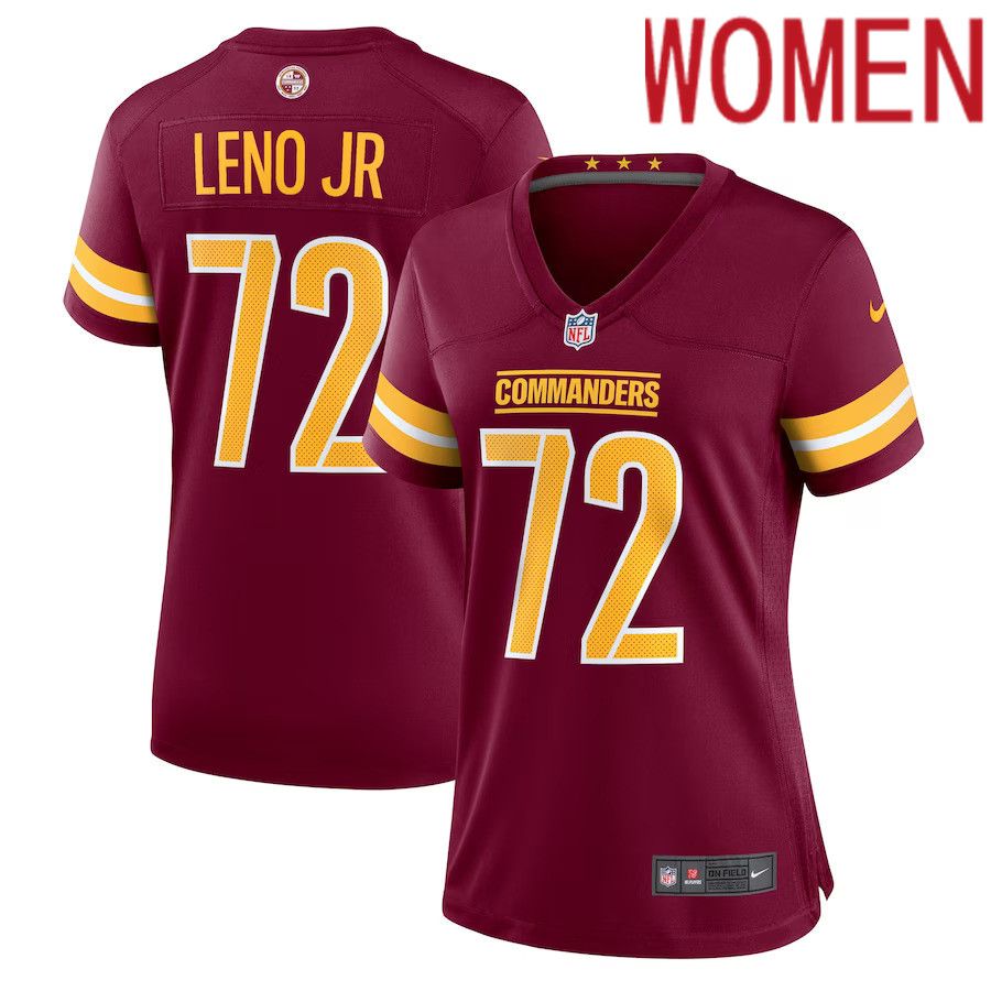 Women Washington Commanders #72 Charles Leno Jr. Nike Burgundy Home Game Player NFL Jersey->women nfl jersey->Women Jersey